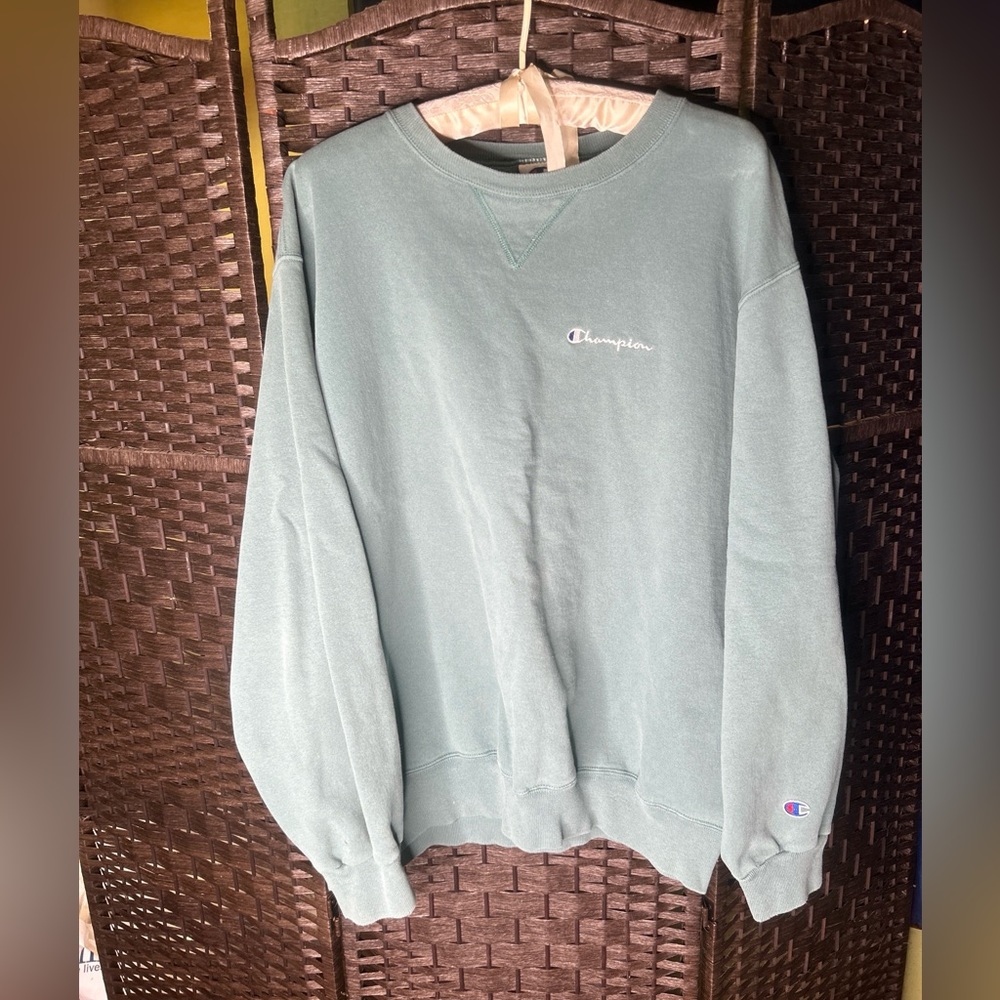 Vintage 80's Champion Men's Sweatshirt Crew Neck w/ Logo Spellout Green  Xl